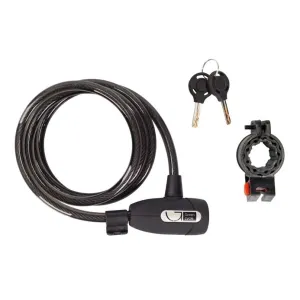 Замок на ключі Green Cycle GLK-220 із плетеним тросом 12х150cm, чорний