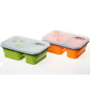 Контейнер TRAMP складаний силіконовий 2 відділи з кришкою защіпкою 900мл  (з ложкою-виделкою)  Контейнер TRAMP складаний силіконовий 2 відділи з кришкою защіпкою 900мл  (з ложкою-виделкою)