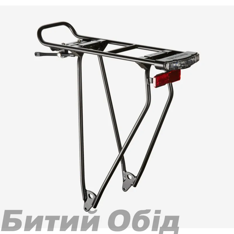 Велобагажник Racktime Stand-it Shine задній 28" з ліхтарем та світловідбивачем чорний