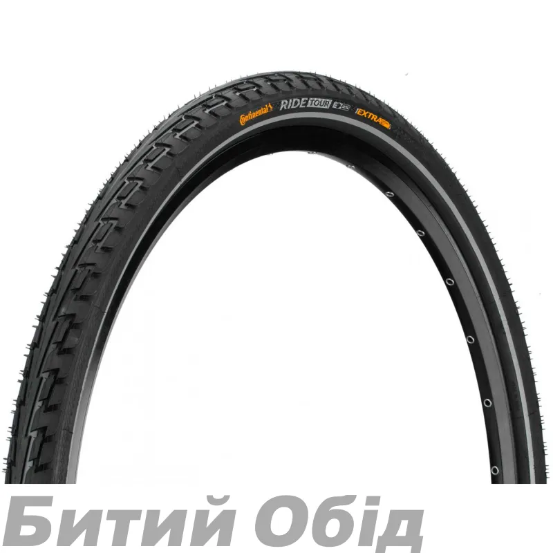 Покришка Continental RIDE Tour Reflex, 28", 700 x 35C, 28 x 1 3/8 x 1 5/8, 37-622, Wire, ExtraPuncture Belt, 690гр., чорний