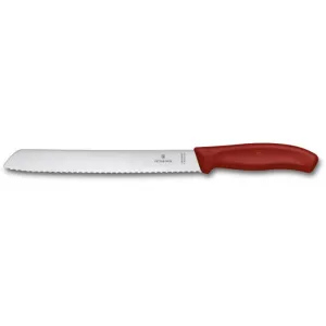 Кухонний ніж Victorinox SwissClassic Bread 21см хвиляст. для хліба з червон. ручкою (блістер)