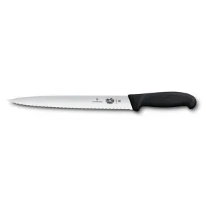 Нож кухонный Victorinox Fibrox Slicing для нарезки 25 см серрейторная заточка (Vx54433.25)