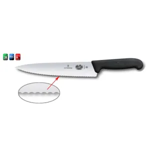 Нож кухонный Victorinox Fibrox Carving разделочный 19 см черный серрейтор (Vx52033.19)