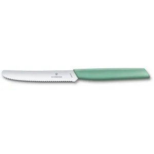Кухонний ніж Victorinox Swiss Modern Tomato&Sausage 11см закругл.ніс, хвиляст.
