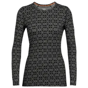 Термокофта ICEBREAKER 250 Vertex LS Crewe Alpine Geo WOMEN BLACK/SNOW/J
