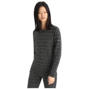 Термокофта ICEBREAKER 250 Vertex LS Crewe Alpine Geo WOMEN BLACK/SNOW/J