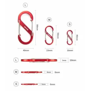 Карабин многофункциональный Naturehike S-type NH20GS004, красный