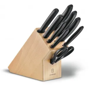 Набір кухонний Victorinox SwissClassic Cutlery Block 9шт. ручкою з підст. (6 ножів, точило, вилка, ножни)