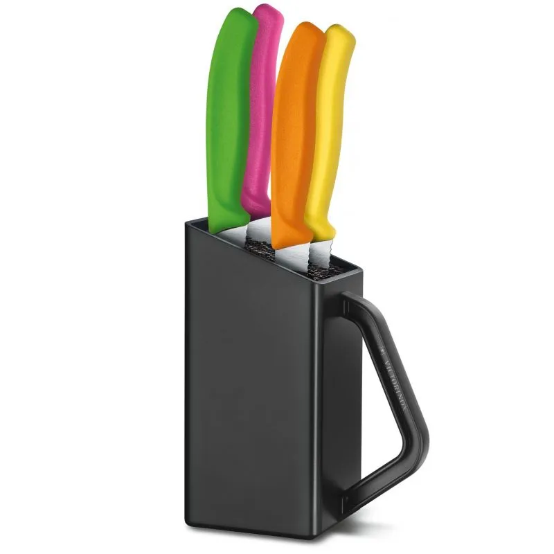 Набір кухонний Victorinox SwissClassic Cutlery Block Steak&Pizza 4шт з кольоровими ручками з підставкою
