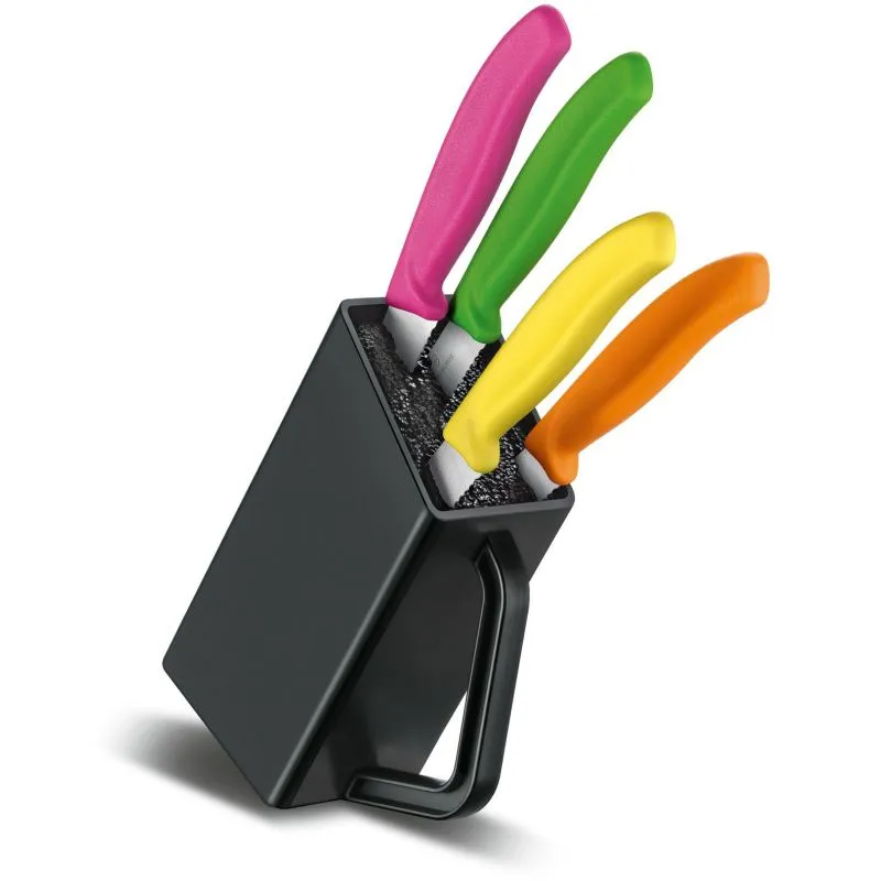 Набір кухонний Victorinox SwissClassic Cutlery Block Steak&Pizza 4шт з кольоровими ручками з підставкою