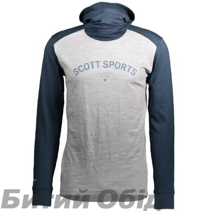 Термомайка з капюшоном SCOTT DEFINED MERINO dark blue/light grey melange 