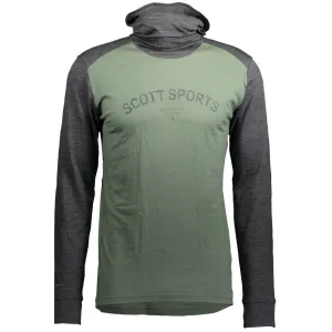 Термомайка с капюшоном SCOTT DEFINED MERINO dark grey melange/frost green 