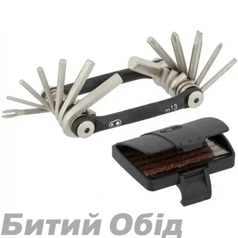 Мультитул Crankbrothers M13, 2/2.5/3/4/5/6/8мм, T10, T25, Phillips #1 #2, flat #2, інструмент для безкамерних шин, чорний
