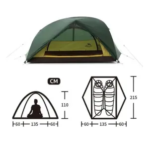 Палатка сверхлегкая двухместная с футпринтом Naturehike Star-River 2 Updated NH17T012-T, 210T, темно-зеленый