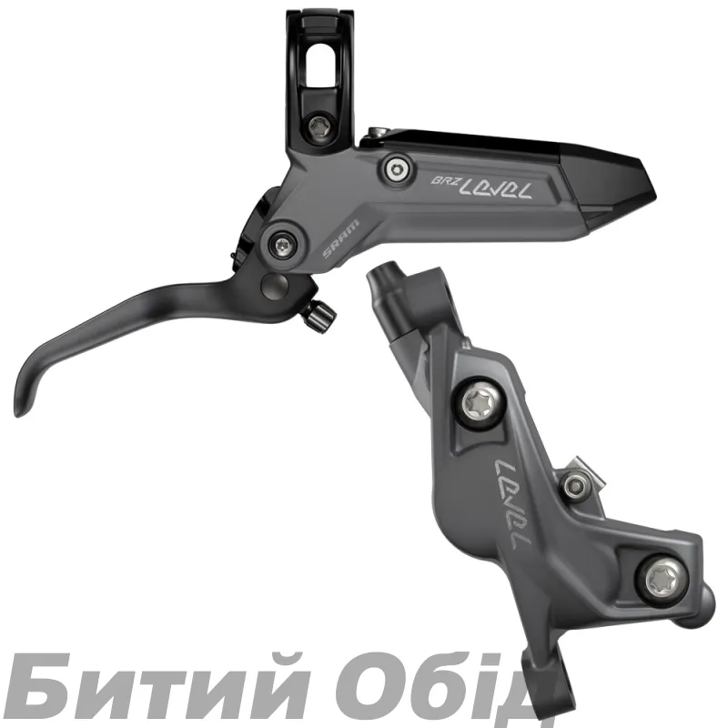 Гальма дискові SRAM Level Bronze Stealth 4 Piston -  Aluminum Lever, Stainless Hardware, Reach Adj, Blast Dark Polar (includes MMX Clamp, Rotor/Bracket sold separately) C1