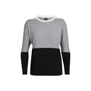 Термофутболка с длинным рукавом ICEBREAKER Momentum LS Crewe WMN Fossil/Snow HTHR/Black S (образец)