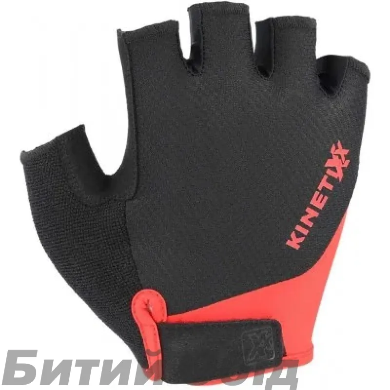 Велоперчатки KinetiXx Levi Smart Bike Glove unisex без пальцев чёрные/красные 