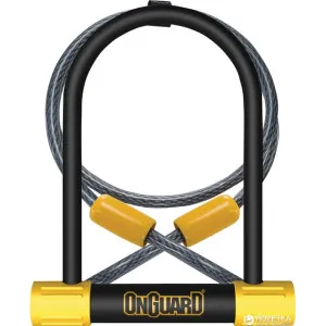 Замок U-образный Onguard BULLDOG Medium DT размер скобы 90 x 175мм, толщина 13мм + кабель 120см х 10мм, поворотное крепление на раму,4 ключа+1 с подсв