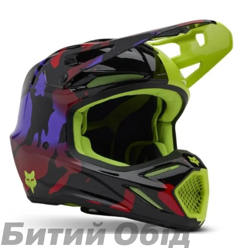 Шлем FOX V3 HELMET - THROTTLE [Flo Yellow]