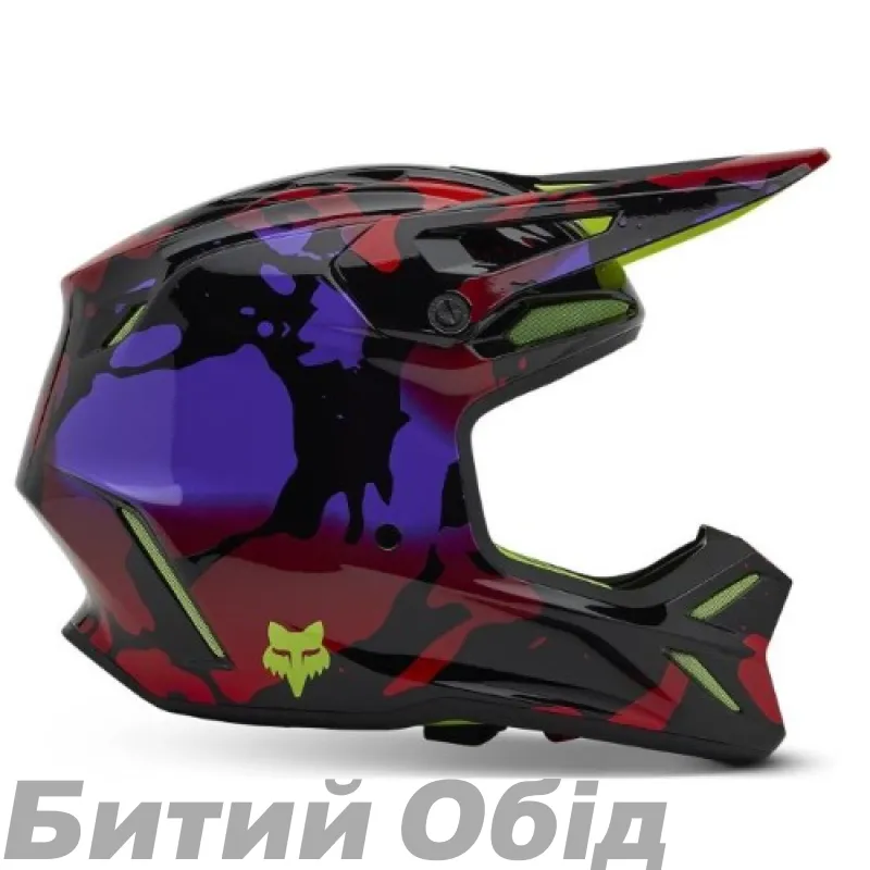 Шлем FOX V3 HELMET - THROTTLE [Flo Yellow]