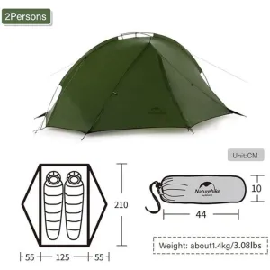 Палатка двухместная Naturehike Tagar NH17T180-J, темная зеленая