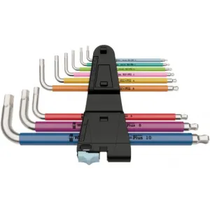 Набор Г-образных ключей, метрических, нержавеющая сталь WERA 3950 SPKL/9 SM Multicolour 05022669001