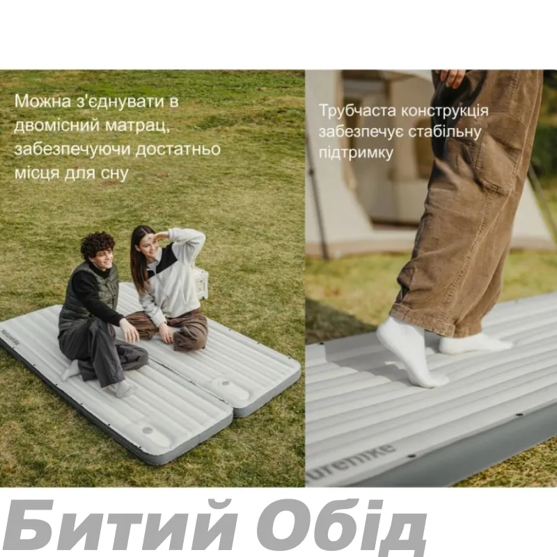 Матрас туристический одноместный надувной Naturehike CNK2450WS035, 198х68х9.5 см, со встроенной помпой для надувания.