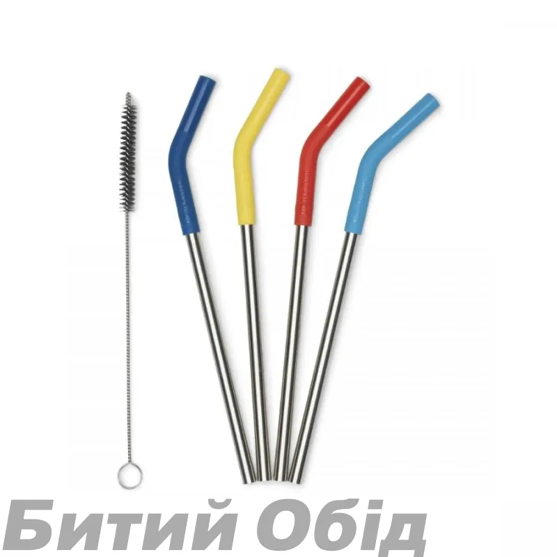 Набір сталевих трубочок Klean Kanteen Straw 8 мм 4-Pack (4 шт. з йоржиком)
