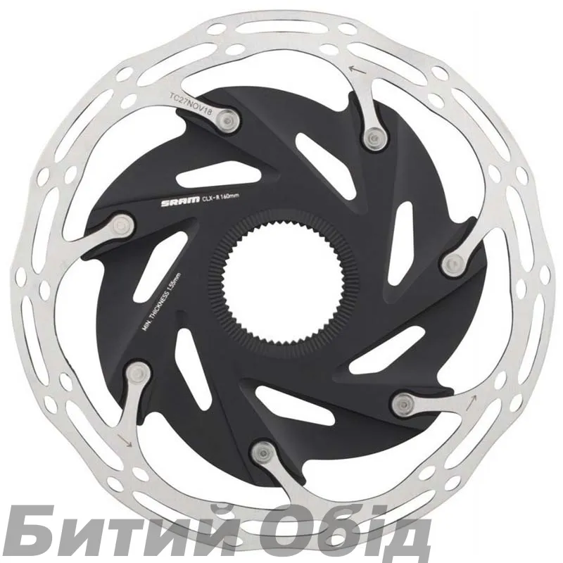 Ротор гальмівний SRAM Centerline X Road Black 2P сталеві болти