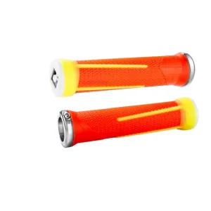 Грипсы ODI AG-1 Signature V2.1 Lock On, Fi. Orange/Fi Yellow w/Silver Clamp, оранжево-желтые с серебристыми замками