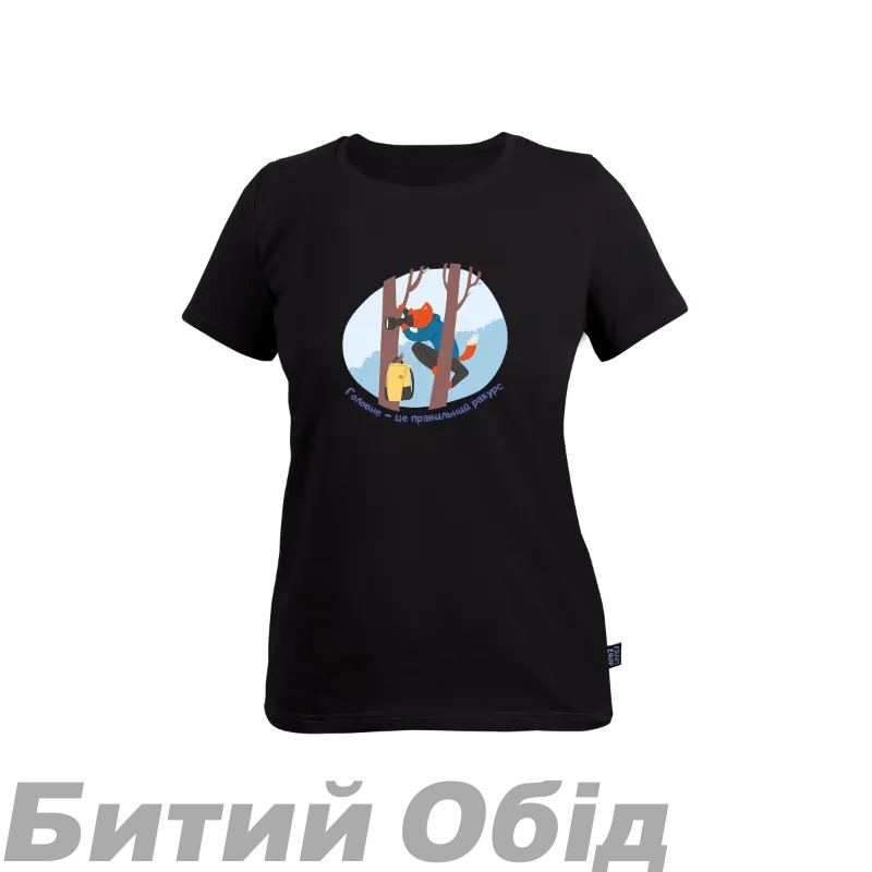 Футболка женская Fram-Equipment "Кіт-фотограф", Черный