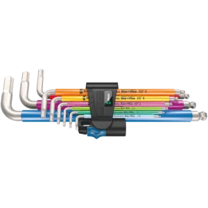 Набор Г-образных ключей WERA 3950/9 Hex-Plus Multicolour HF Stainless 1, метрическая, нержавеющая сталь, с фиксирующей функцией, 05022699001