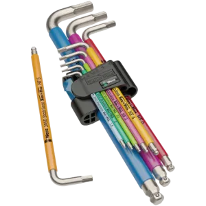 Набор Г-образных ключей WERA 3950/9 Hex-Plus Multicolour HF Stainless 1, метрическая, нержавеющая сталь, с фиксирующей функцией, 05022699001