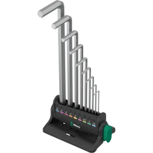 Набор Г-образных ключей WERA 950/9 Hex-Plus 8, хромированный, пластиковый держатель, 05022102001
