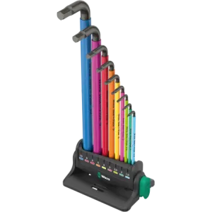 Набор Г-образных ключей WERA 950/9 Hex-Plus Multicolour 3, пластиковый держатель, 05133165001