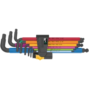 Набор Г-образных ключей WERA, 950/9 Hex-Plus Multicolour Imperial 2, дюймовых, BlackLaser, 05022640001