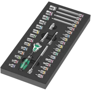 Ложемент з набором головок та тріскачкою 8000 A Zyklop 1/4", WERA 9721, 37 предметів, 05150110001