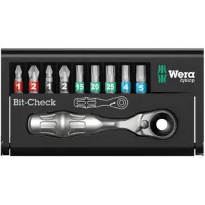 Трещотка WERA Zyklop Mini с набором бит, Bit-Check 10 BiTorsion 1, 05057418001