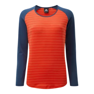 Футболка Mountain Equipment Redline Wmns LS Tee, PopRedStripe/Denim 